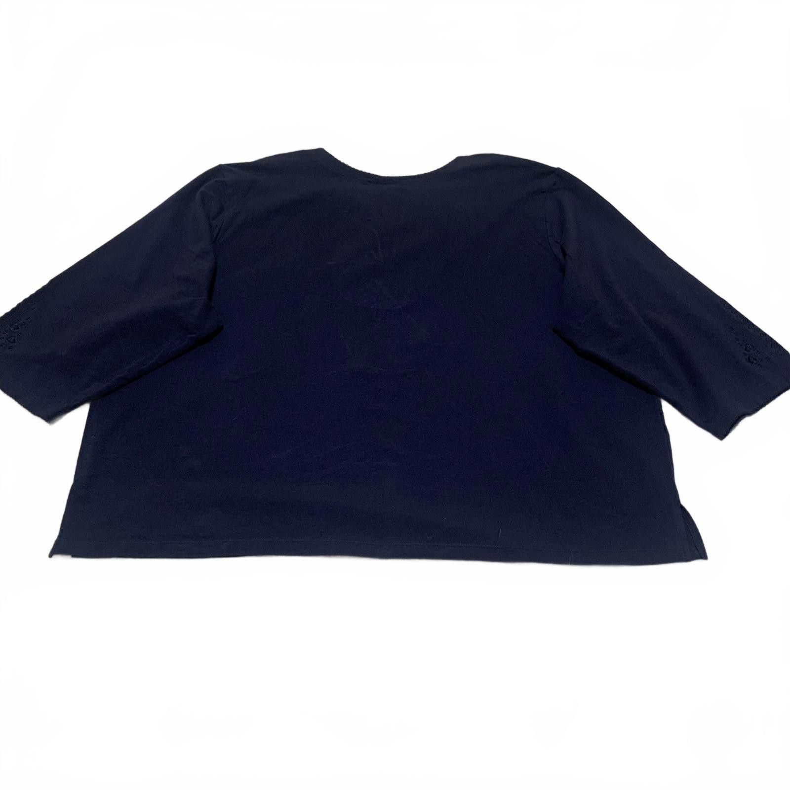Denim & Co. Denim & Co Navy Blue Women's Blouse 3X Embroidered Size 3XL / US 20-22 - 3 Thumbnail