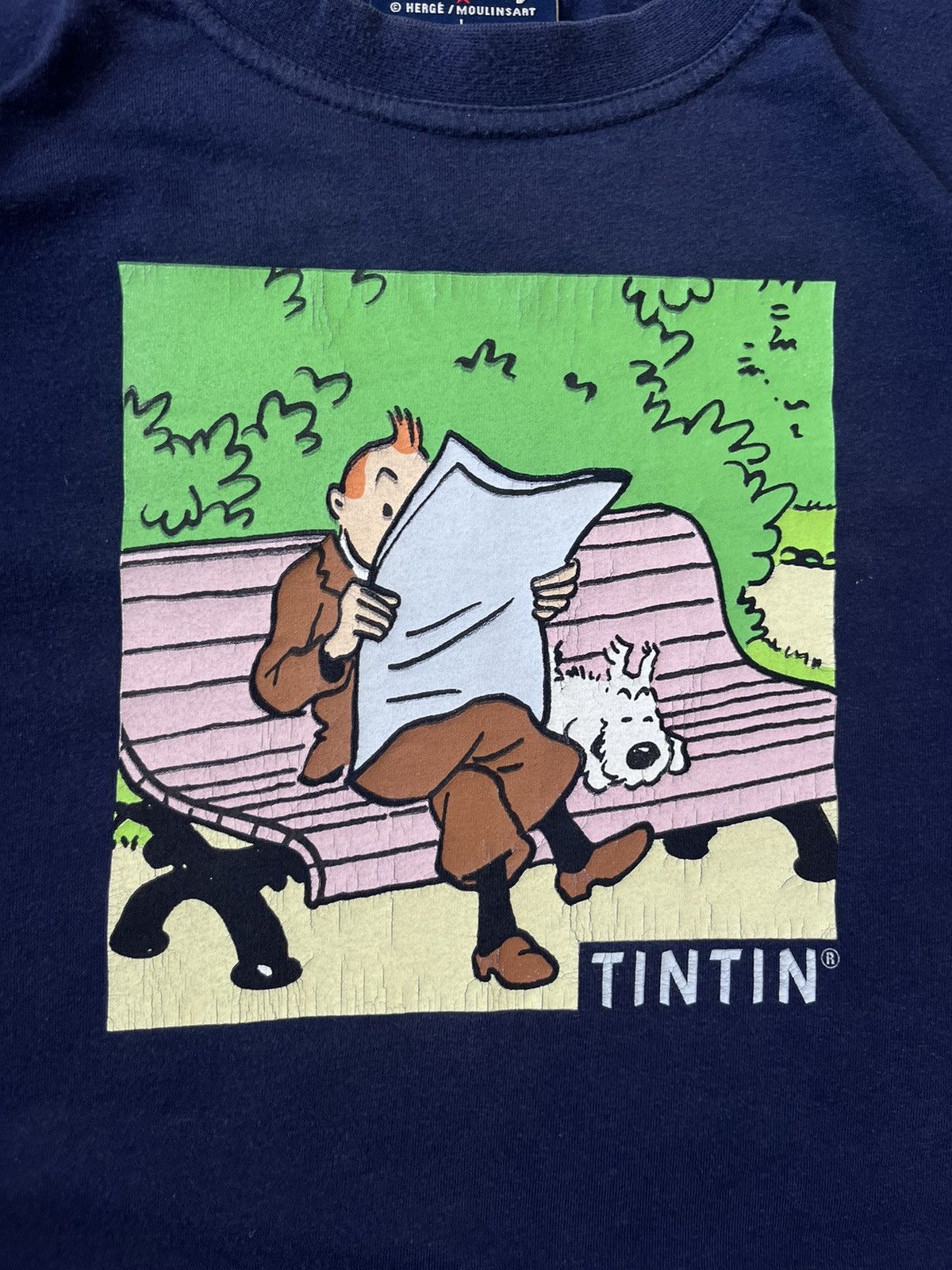 Vintage Vintage T shirt The Adventures Tin Tin Big Print Y2K Size US L / EU 52-54 / 3 - 2 Thumbnail