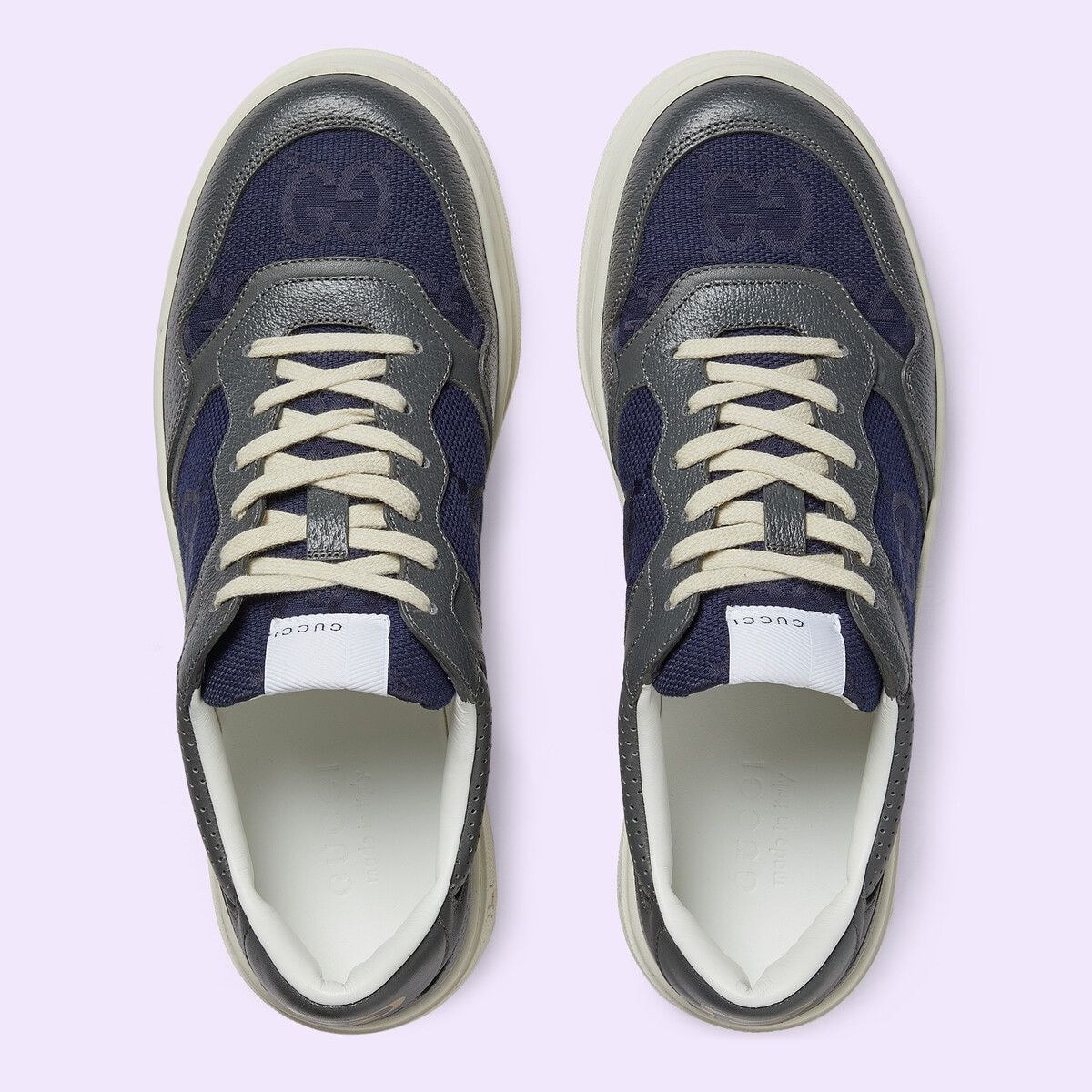 Gucci o1mt1gz0425 Men's Lace-Up Sneakers in Grey & Blue Size US 15 / EU 48 - 4 Thumbnail