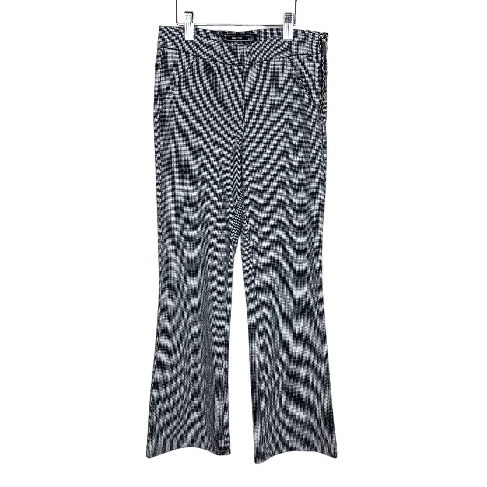 Zara Zara Black White Houndstooth Ponte Knit Ankle Flare Pants S Size 27" / US 4 / IT 40 - 2 Thumbnail