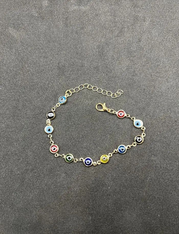 Jewelry Creative Evil Eyes Gold Beads Chain Bracelet Size ONE SIZE - 1 Preview