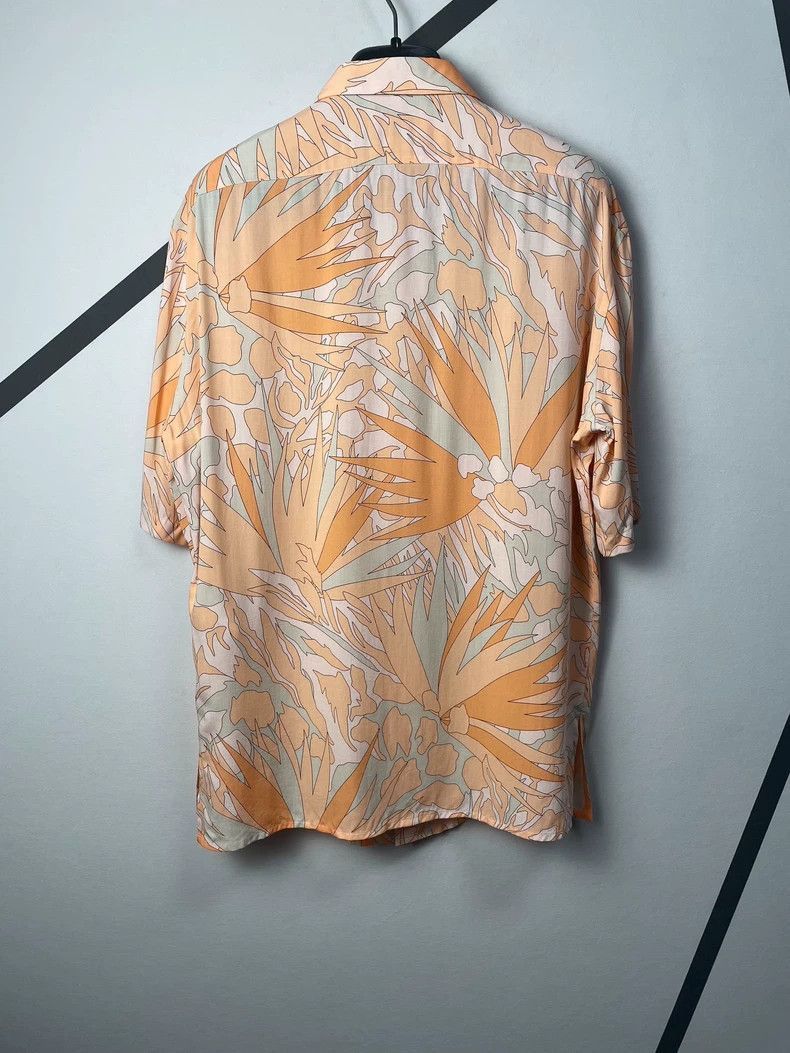 Saint Laurent Paris Saint Laurent Orange Floral Short Sleeve Shirt-2507 Size US M / EU 48-50 / 2 - 7 Thumbnail