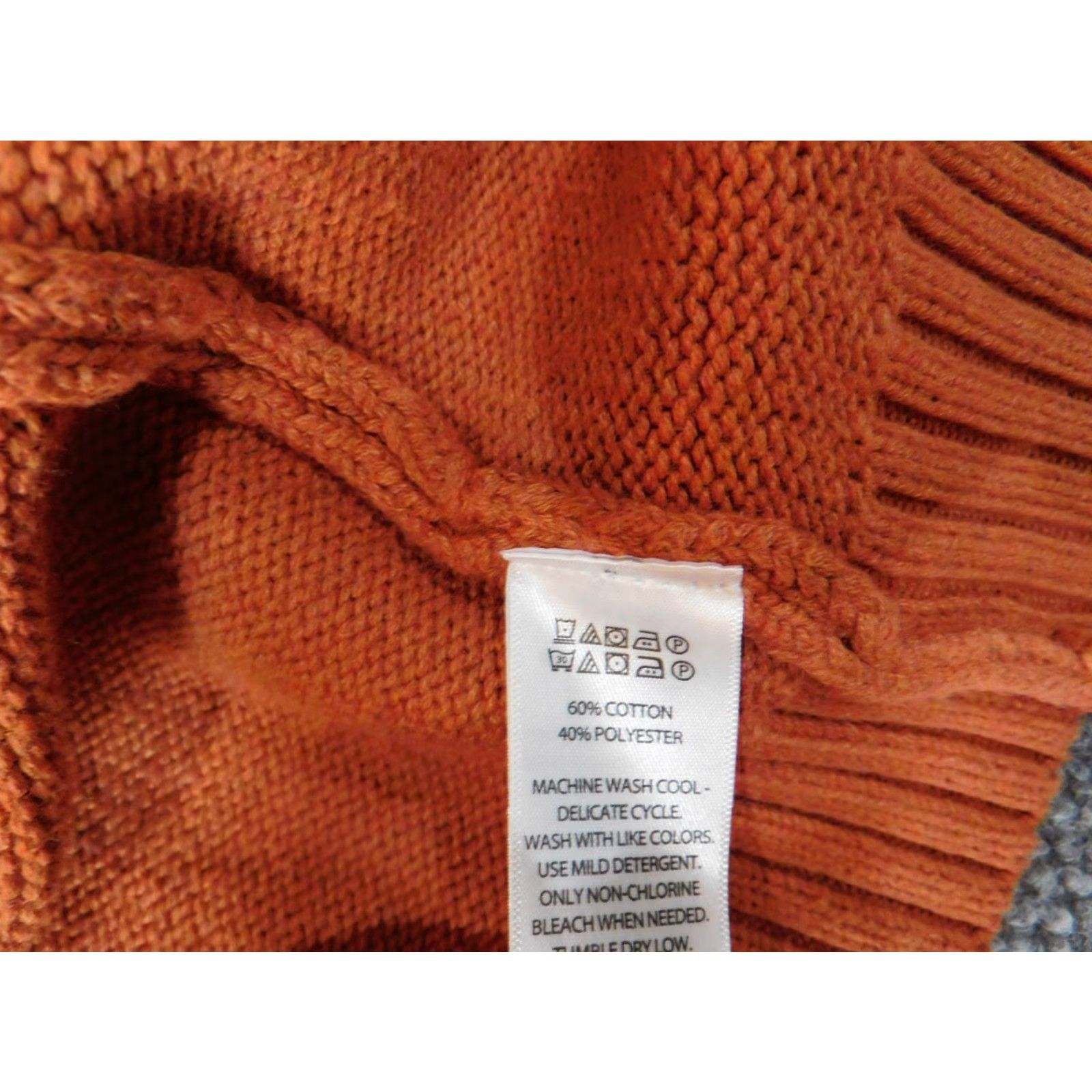 Vintage Tahari Sweater Cardigan M Orange Women Striped Pockets Knit Chunky-Knit Crew Neck Long Sleeve Pullover Regular Size M / US 6-8 / IT 42-44 - 6 Thumbnail