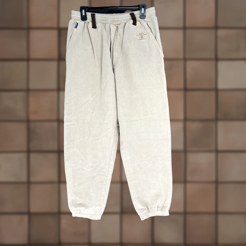 Vintage VINTAGE Crazy Shirts Hawaii Kona Coffee Dyed Jogger Sweatpants Mens L Beige Drawstring Canvas Cotton Logo Embroidered Tapered Beach 90s USA Pants Size US L / EU 52-54 / 3 - 1 Thumbnail