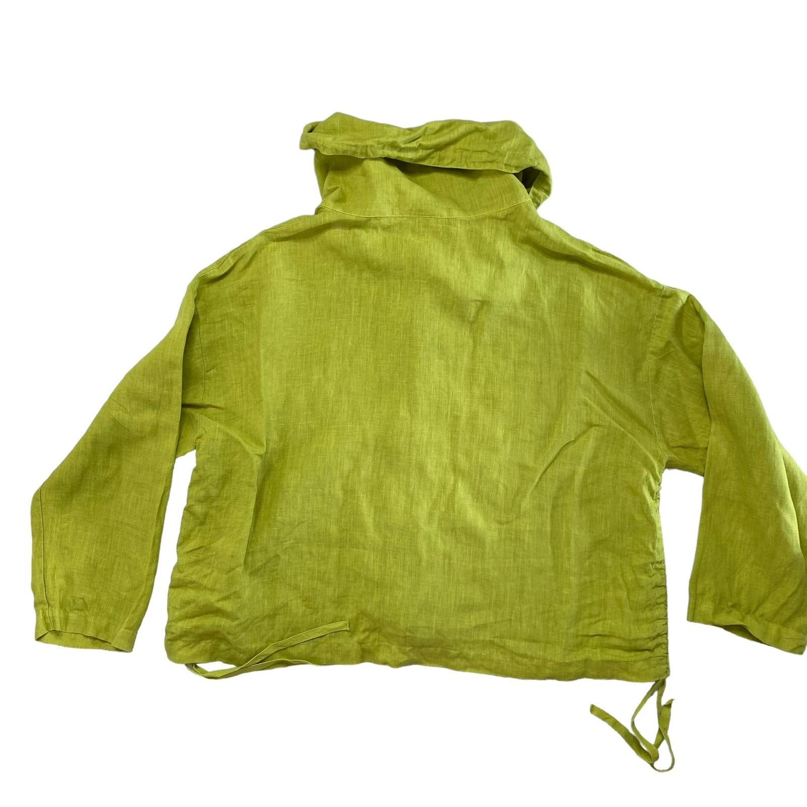 Bryn Walker BRYN WALKER Chartreuse Green Linen Short Sleeve Jacket Small Size S / US 4 / IT 40 - 5 Thumbnail