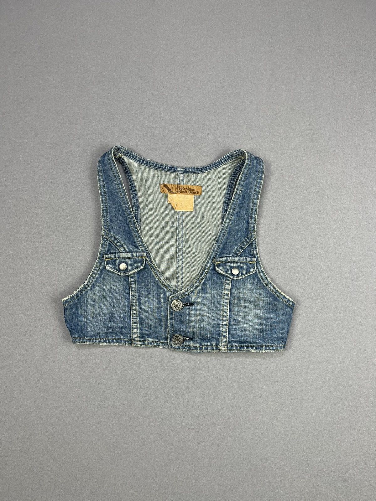 If Six Was Nine RARE🔥 Vintage HOTCHKISS Stylish Denim Bra Tank Tops Size XS / US 0-2 / IT 36-38 - 1 Thumbnail