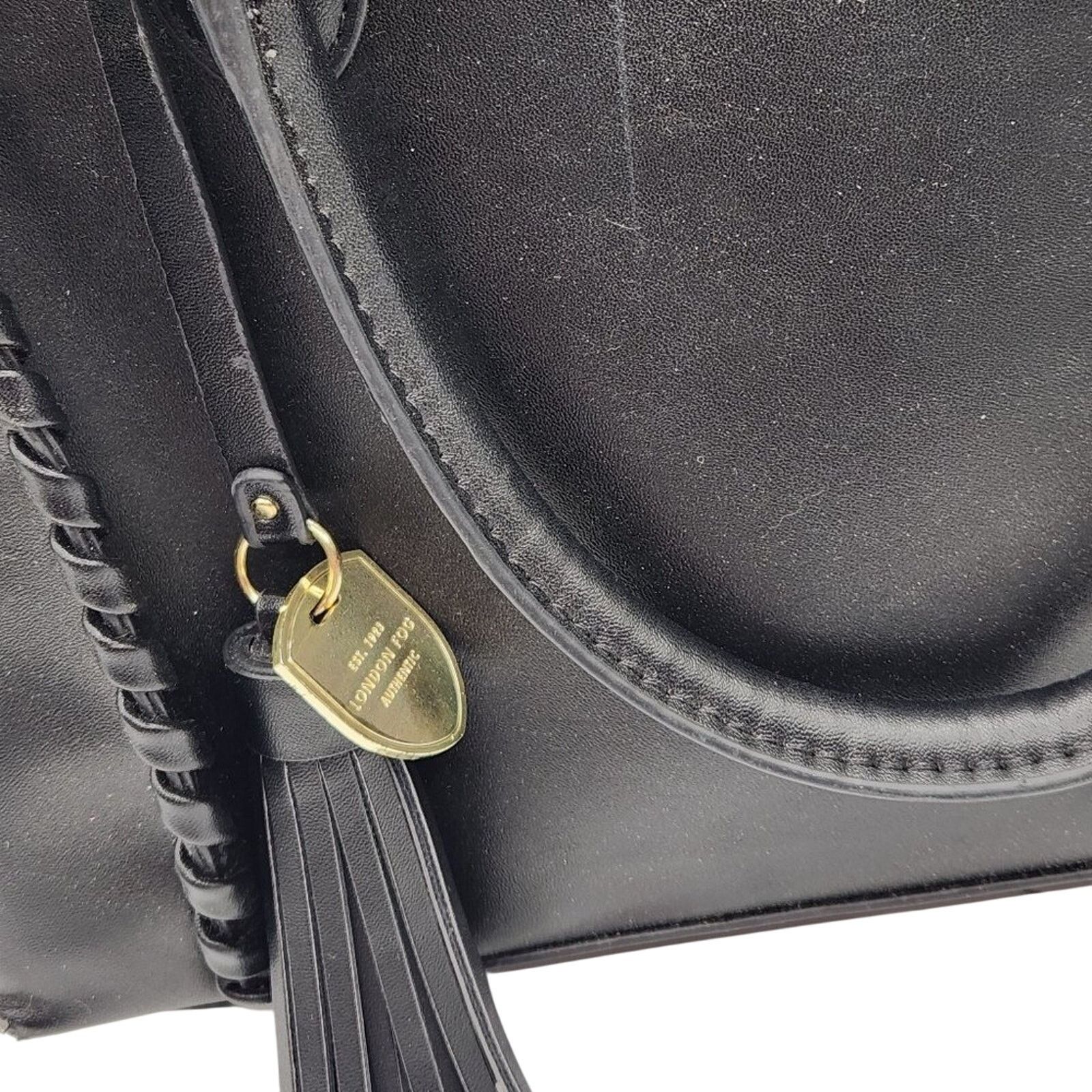 London Fog London Fog Black Leather Convertible Satchel/Crossbody Size ONE SIZE - 2 Thumbnail