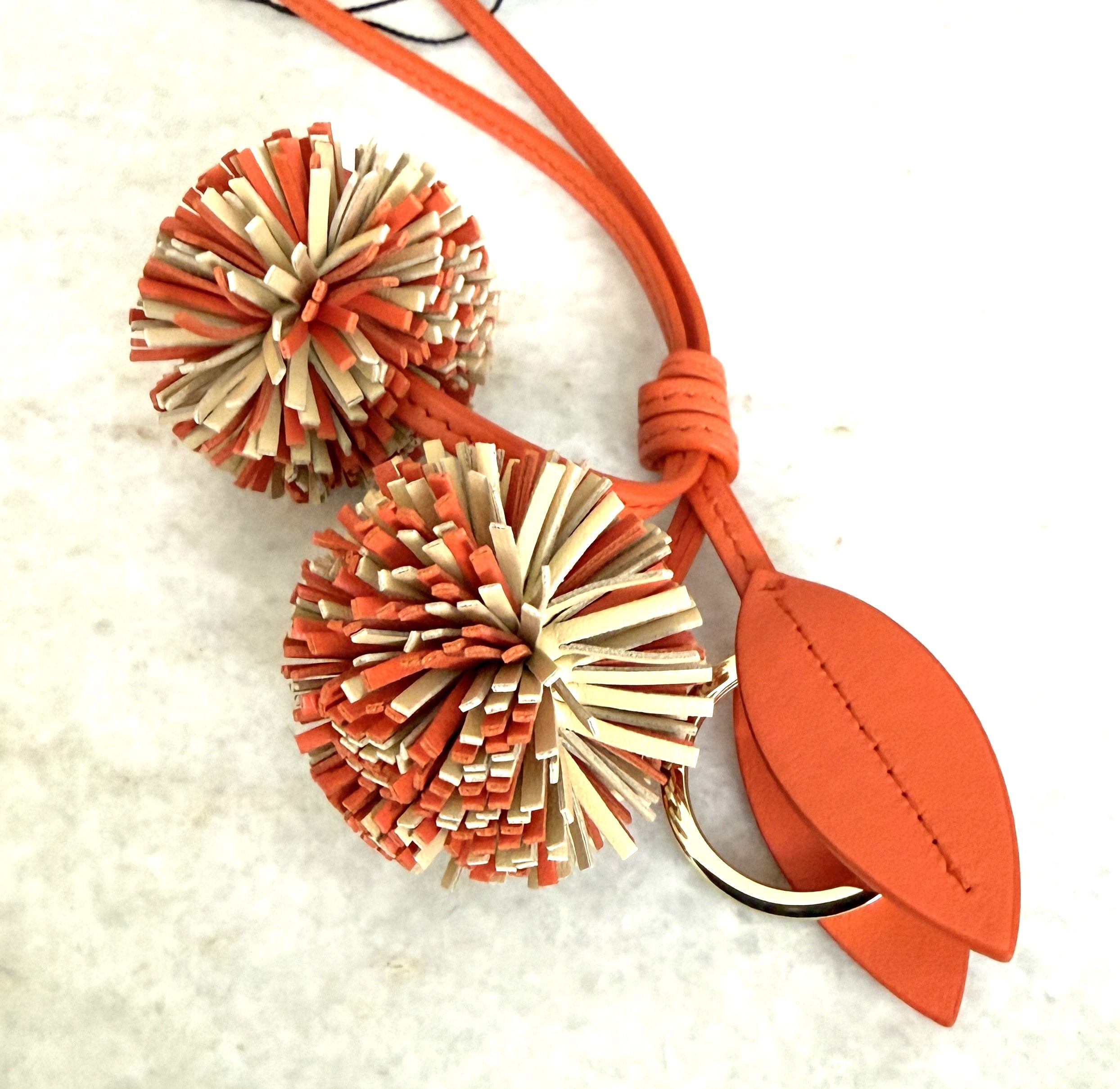 Miu Miu Miu Miu Pom Pom Charm 5TL516 Leather Bag Charm Trick Orange Size ONE SIZE - 7 Thumbnail