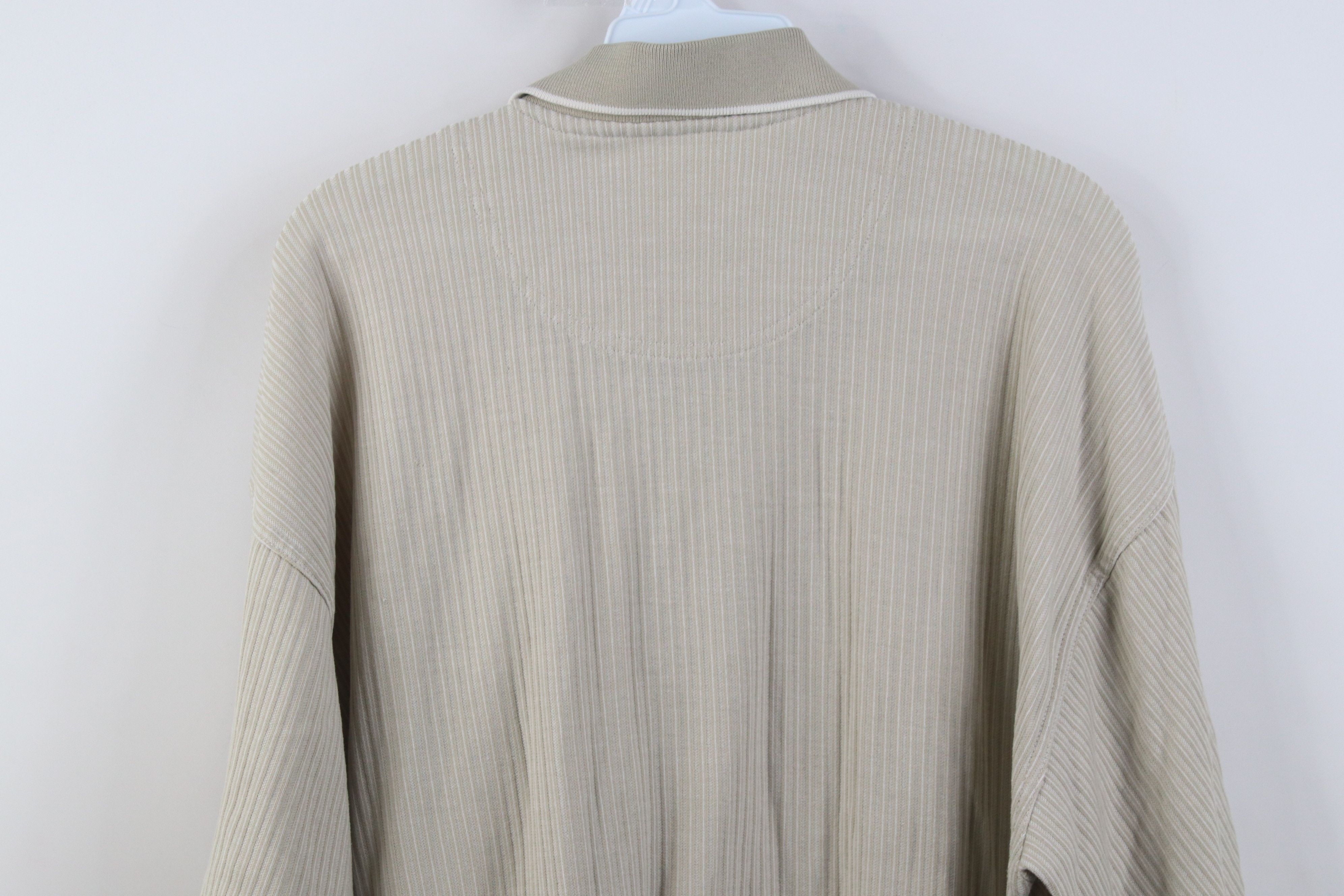 Vintage Vintage 90s Streetwear Ribbed Knit Pullover Polo Shirt Beige Size US L / EU 52-54 / 3 - 11 Thumbnail