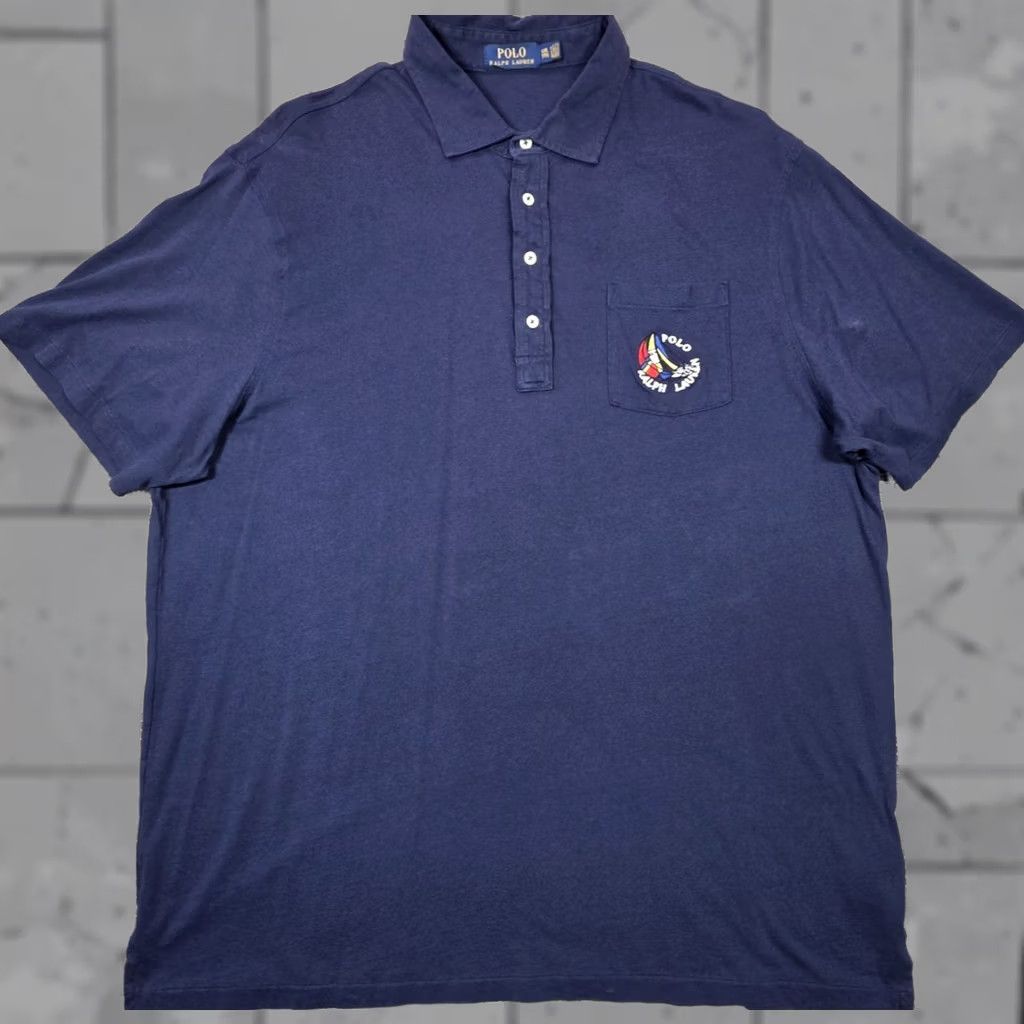 Polo Ralph Lauren Polo Ralph Lauren Polo Shirt 2XL Blue Yacht Club Pocket Rugby 100% Cotton Shirt Mens Polo Shark Yacht Club RLyc cp-93 Size US XXL / EU 58 / 5 - 1 Thumbnail