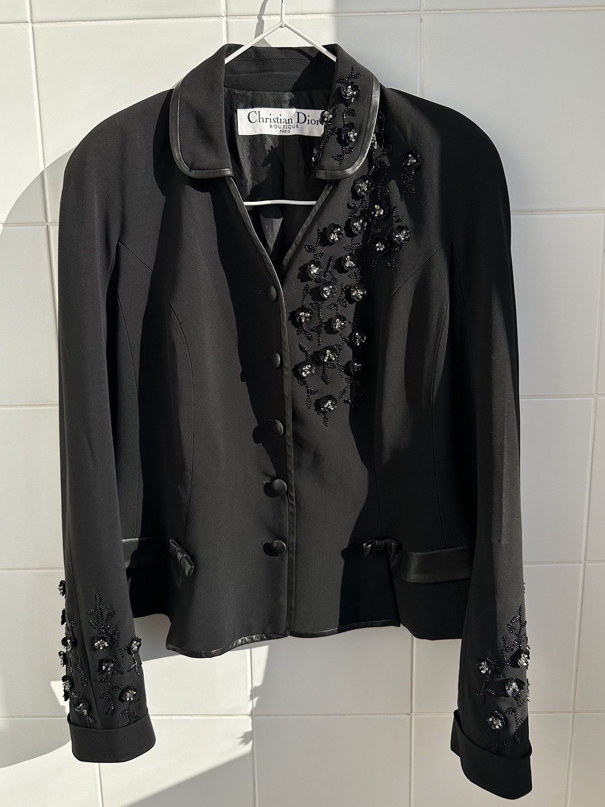 Dior DIOR Beaded Jacket Embroidered with Pearl Celluloid Flowers Size M / US 6-8 / IT 42-44 - 14 Thumbnail