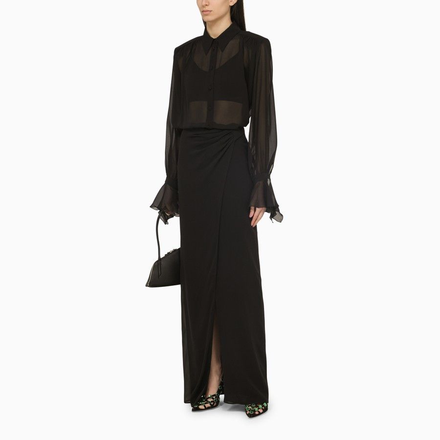 THE ANDAMANE o1d2blof1024 Long Skirt With Drape In Black Size 27" / US 4 / IT 40 - 2 Thumbnail