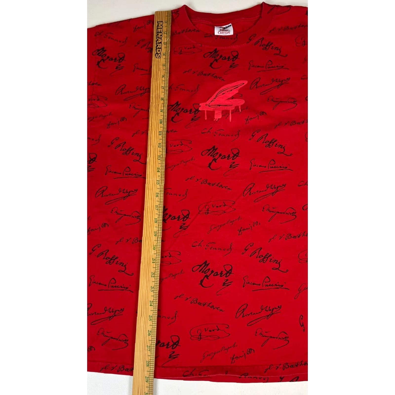Jerzees VINTAGE JERZEES Unisex Adults Famous Classical Music Composers T-Shirt Allover Print Sz L Red Size US L / EU 52-54 / 3 - 7 Thumbnail