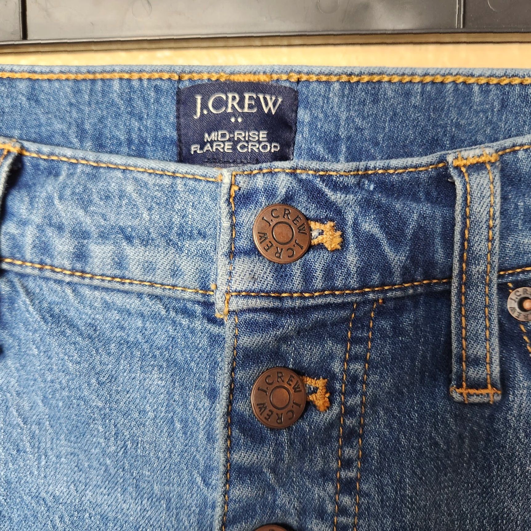 J.Crew J.CREW Mid Rise Flare Exposed Button Fly Crop Jeans 2022-Size 30 Blue Women Size 30" / US 8 / IT 44 - 3 Thumbnail