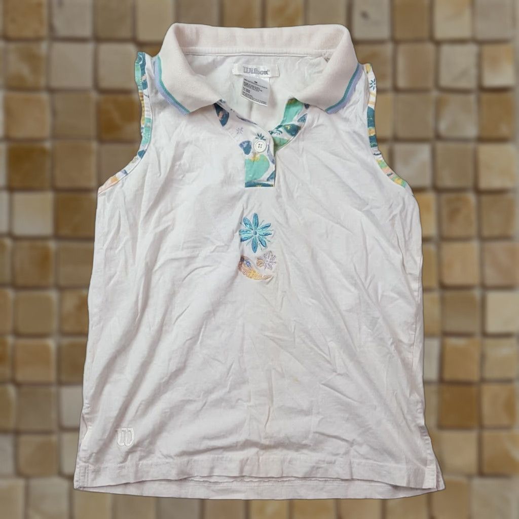 Wilson VINTAGE Wilson Tank Top Women's Medium Sleeveless Floral Tennis Golf Preppy Embroidered Size M / US 6-8 / IT 42-44 - 1 Thumbnail
