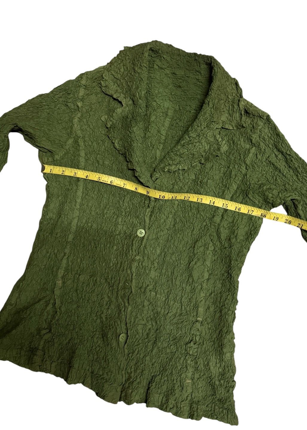 Issey Miyake Issey Miyake Cauliflower Crinkled Jacket With a Collar Green Size S / US 4 / IT 40 - 6 Thumbnail