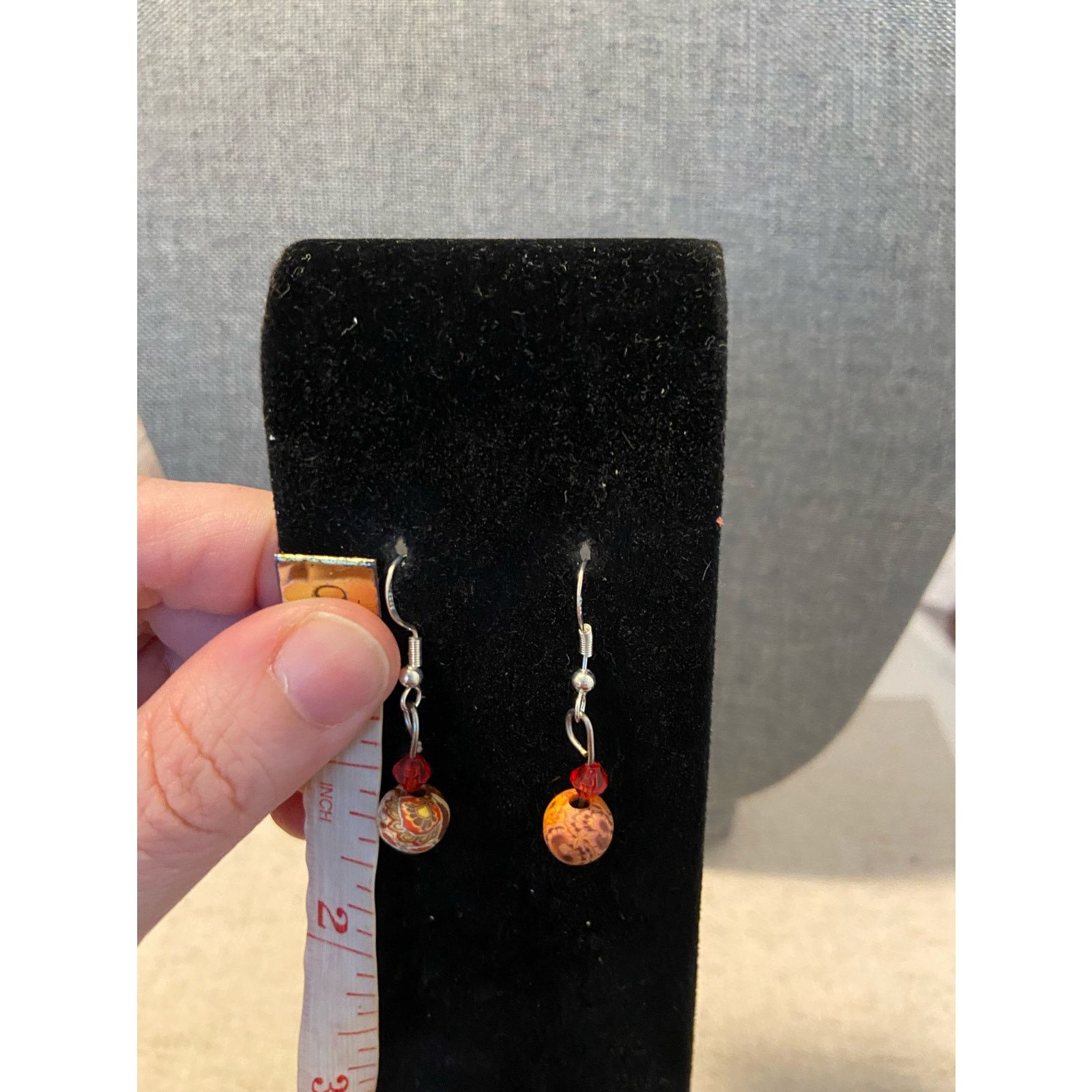 Handmade Handmade orange fimo clay bead earrings Size ONE SIZE - 3 Thumbnail