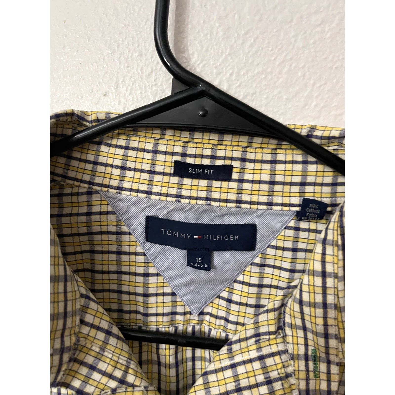 Tommy Hilfiger Tommy Hilfiger Slim Fit Yellow Plaid Button-Down Long Sleeve Shirt 16 Mens Size US L / EU 52-54 / 3 - 3 Thumbnail