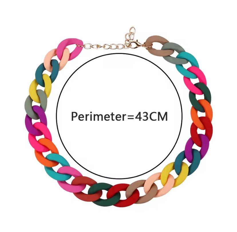 Other Matte Colorful Chunky Acrylic Chain Necklace Size ONE SIZE - 2 Thumbnail