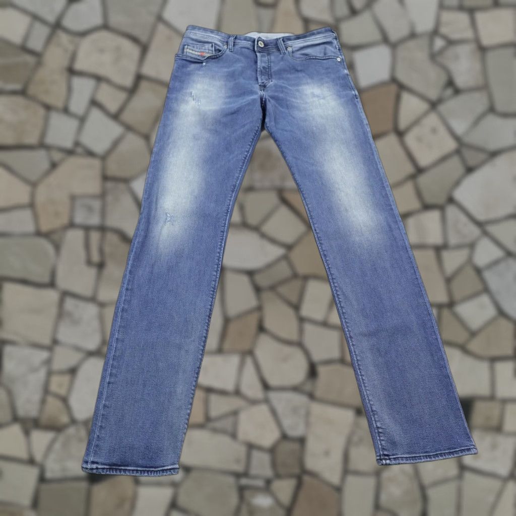 Diesel Diesel Jeans Mens 31 Blue Denim Buster 084NV Stretch Regular Slim Tapered Faded Distressed 32in Inseam Mens Size US 31 - 1 Thumbnail