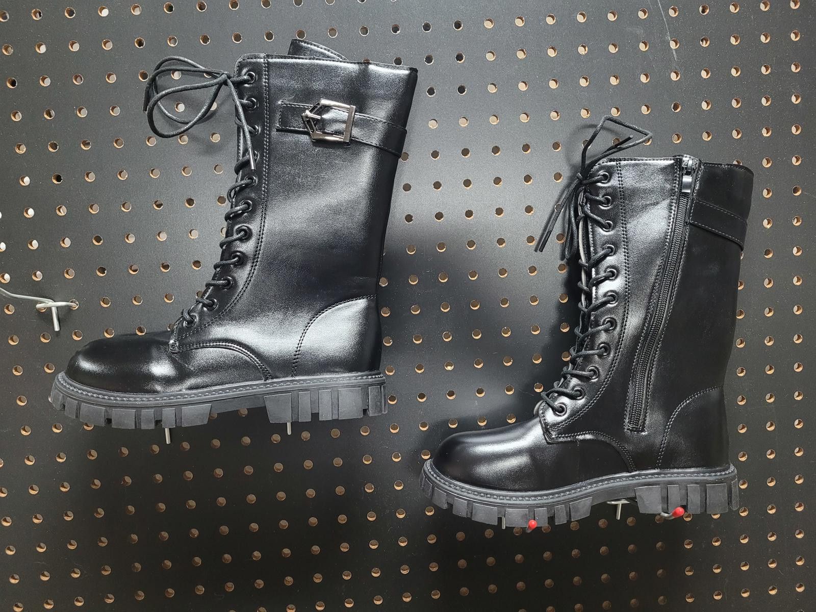 Unknown London Sleek Black Woman's Combat Boots - Act Fast Size US 7.5 / IT 37.5 - 2 Thumbnail