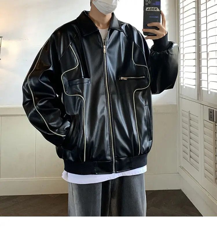 Retro Leather Jacket Loose Vintage