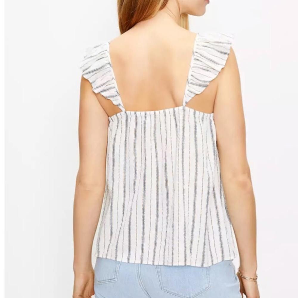 Designer Loft White Black and Silver Sparkle Striped Blouse Size XS / US 0-2 / IT 36-38 - 2 Thumbnail