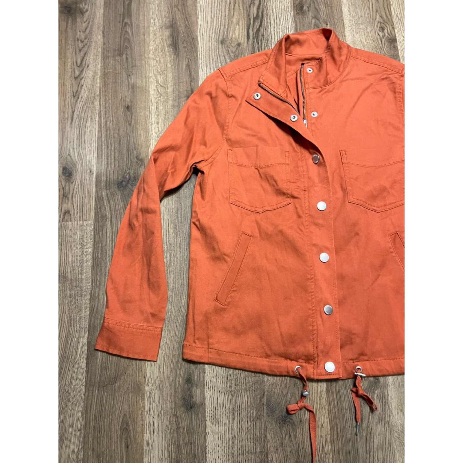 Vintage Liverpool Jacket Women's Small Orange Full Zip Chest Pockets Jacket, Regular, Fall Spring Summer, Liverpool Jeans Womens, Basic Jacket Size S / US 4 / IT 40 - 3 Thumbnail