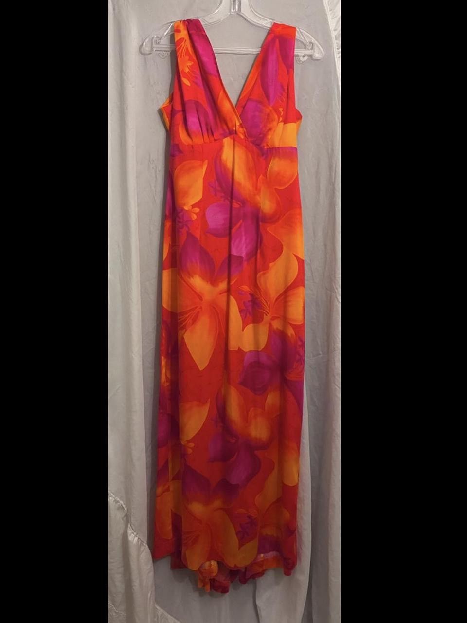 Hilo Hattie Hilo Hattie Barkcloth Empire Waist Hibiscus Maxi Dress Size L / US 10 / IT 46 - 1 Thumbnail