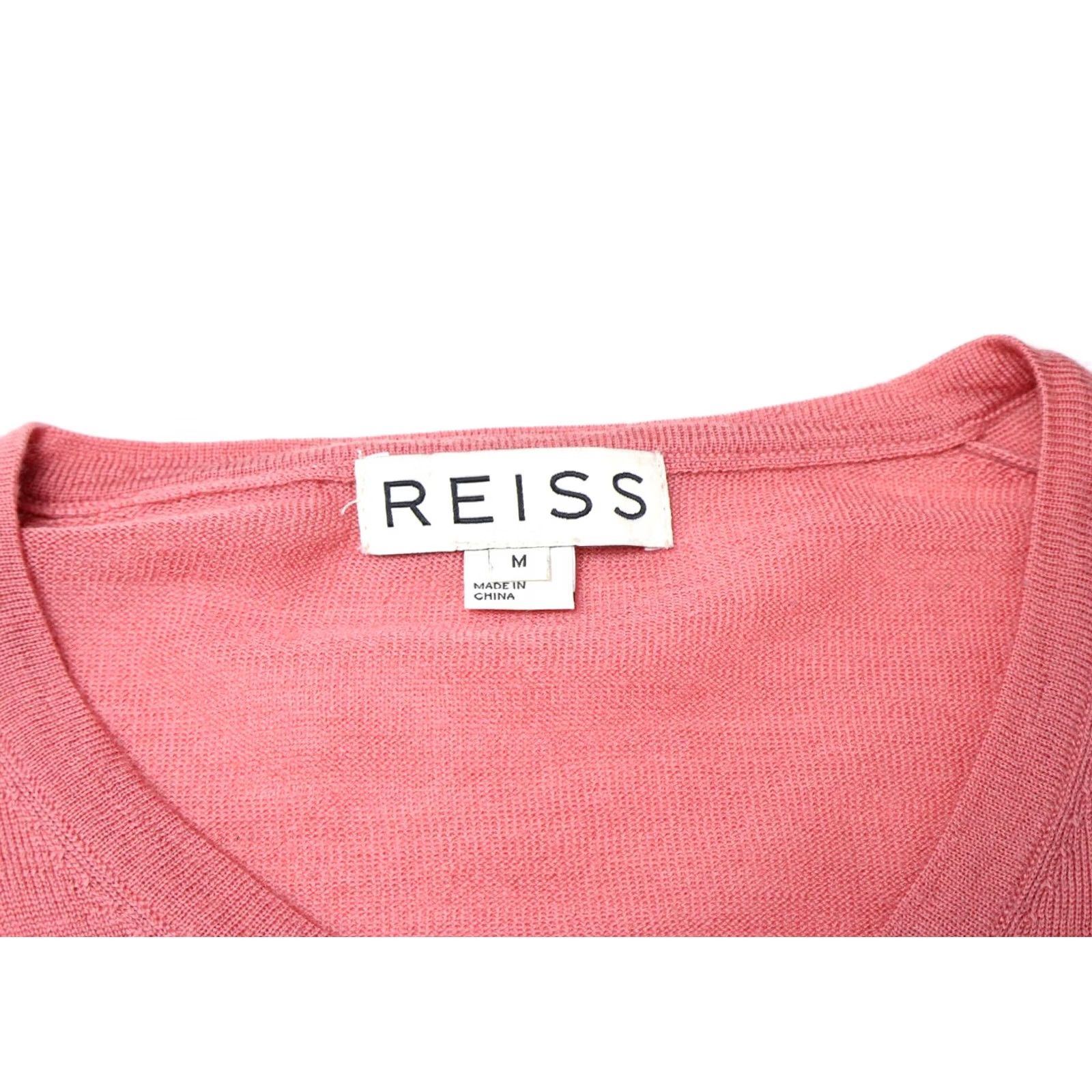 Reiss Reiss Jumper Men's MEDIUM Coral Pullover V-Neck Pure Wool Tight Knitted Size US M / EU 48-50 / 2 - 7 Thumbnail