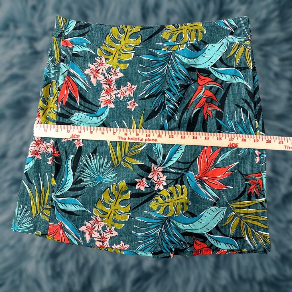 Altea RipSkirt Hawaii Teal Tropical Floral Monstera Leaf Wrap Mini Skirt M Size Size 32" / US 10 / IT 46 - 1 Thumbnail