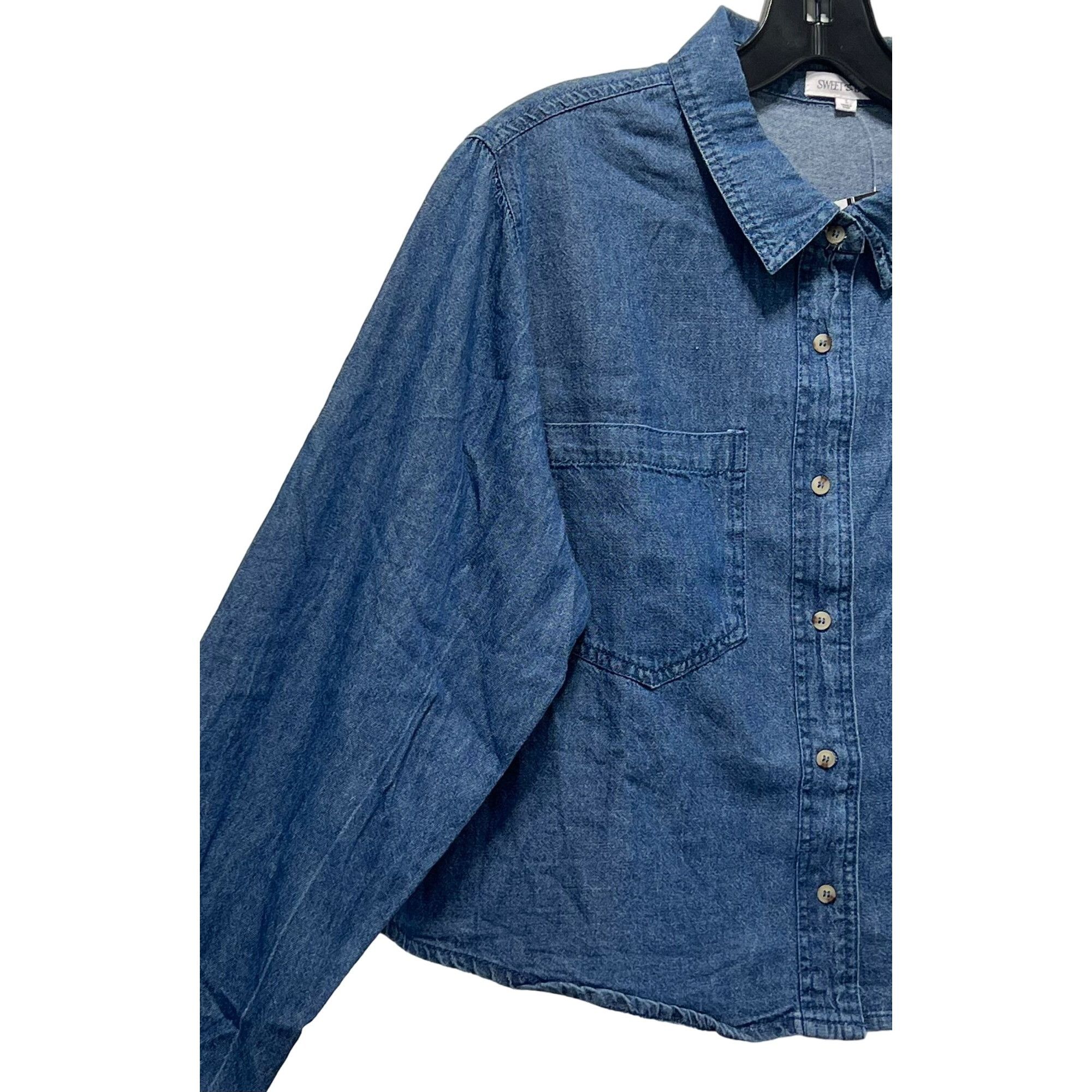 Other Sweet Envy - Women's Chambray Long Sleeve Button Down Shirt Size L / US 10 / IT 46 - 13 Thumbnail