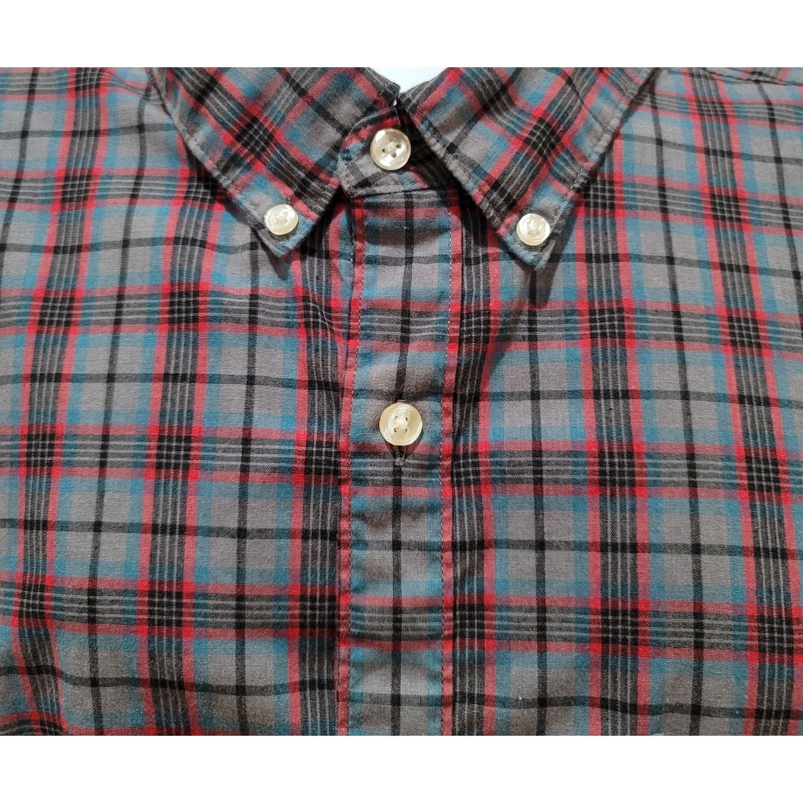 Sonoma Sonoma Grey Blue Red Plaid Button Up Men's Shirt 2XB Size US XXL / EU 58 / 5 - 5 Thumbnail