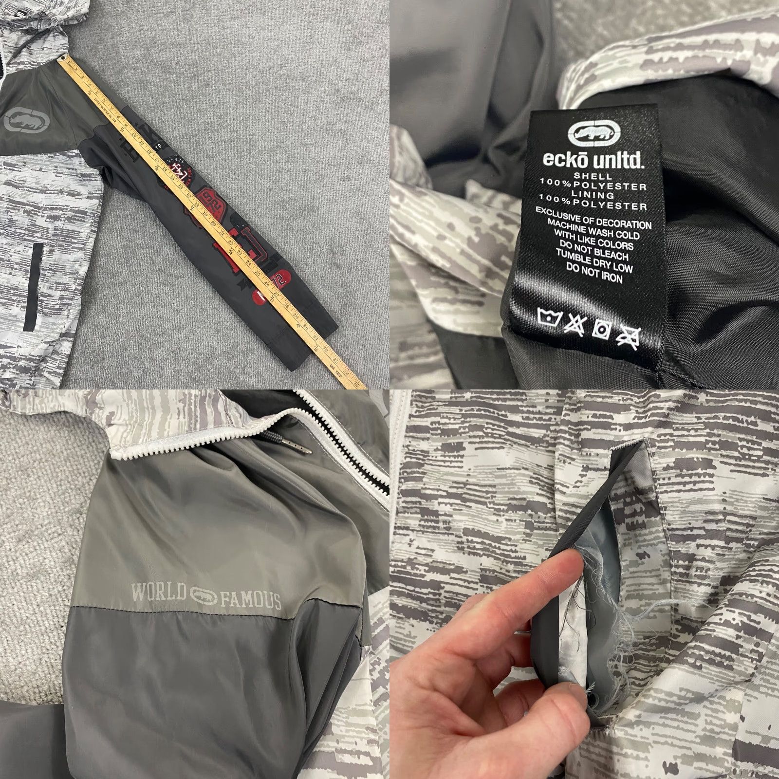 Ecko Unltd. ECKO UNLTD Jacket Men Medium Gray Camouflage Hooded Windbreaker Y2K Skater Rhino Jacket Size US M / EU 48-50 / 2 - 8 Thumbnail