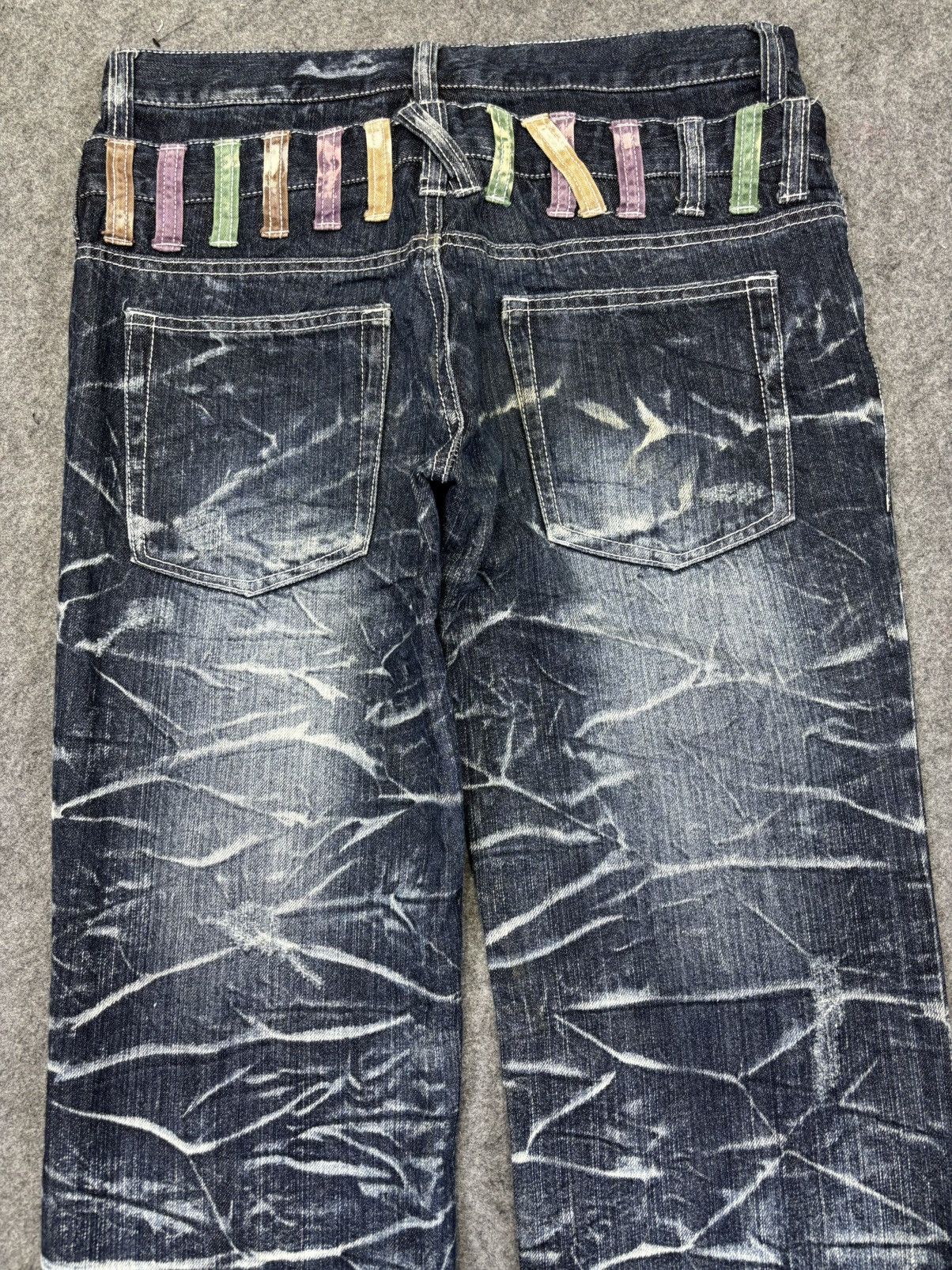 Japanese Brand 💥Double Waist💥Nylaus Crazy Crack FadesDouble Waist Denim K27 Size US 32 / EU 48 - 9 Thumbnail