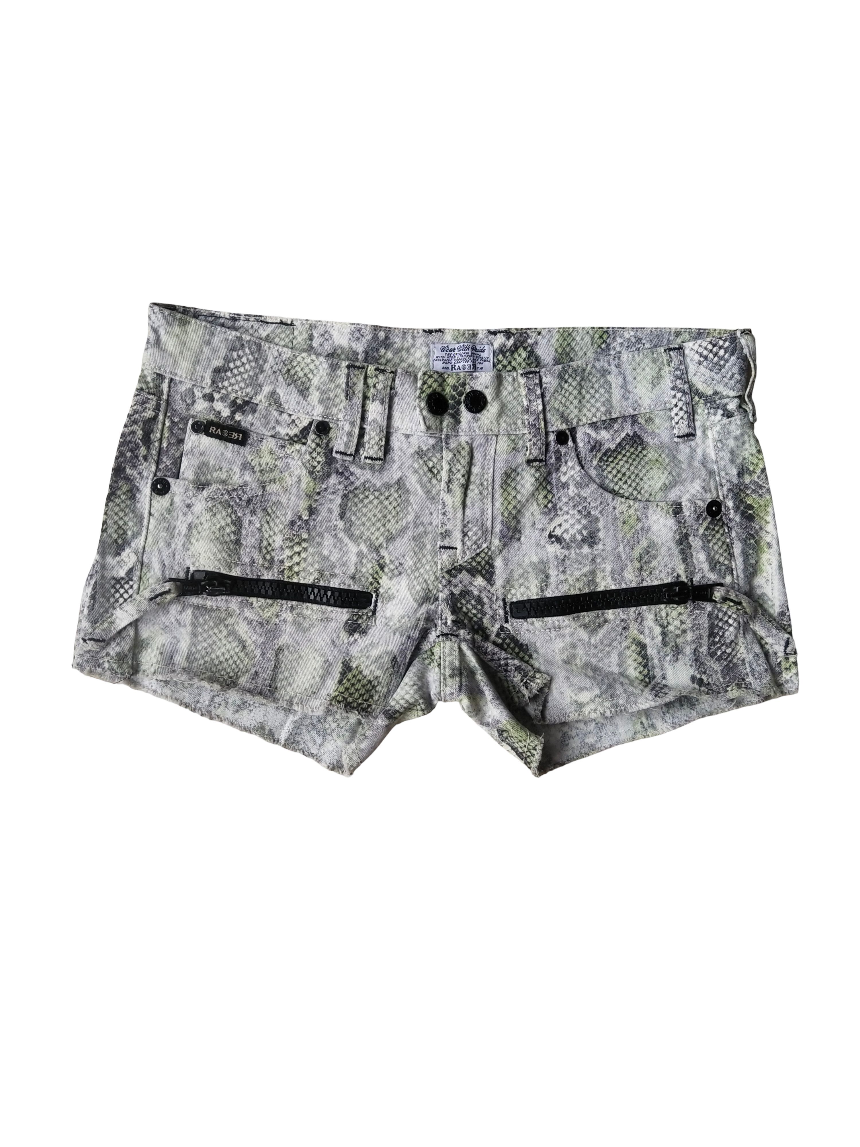 Hysteric Glamour 2000s RA-RE Italy Snakeskin Print Denim Shorts Archive Size 28" / US 6 / IT 42 - 1 Thumbnail