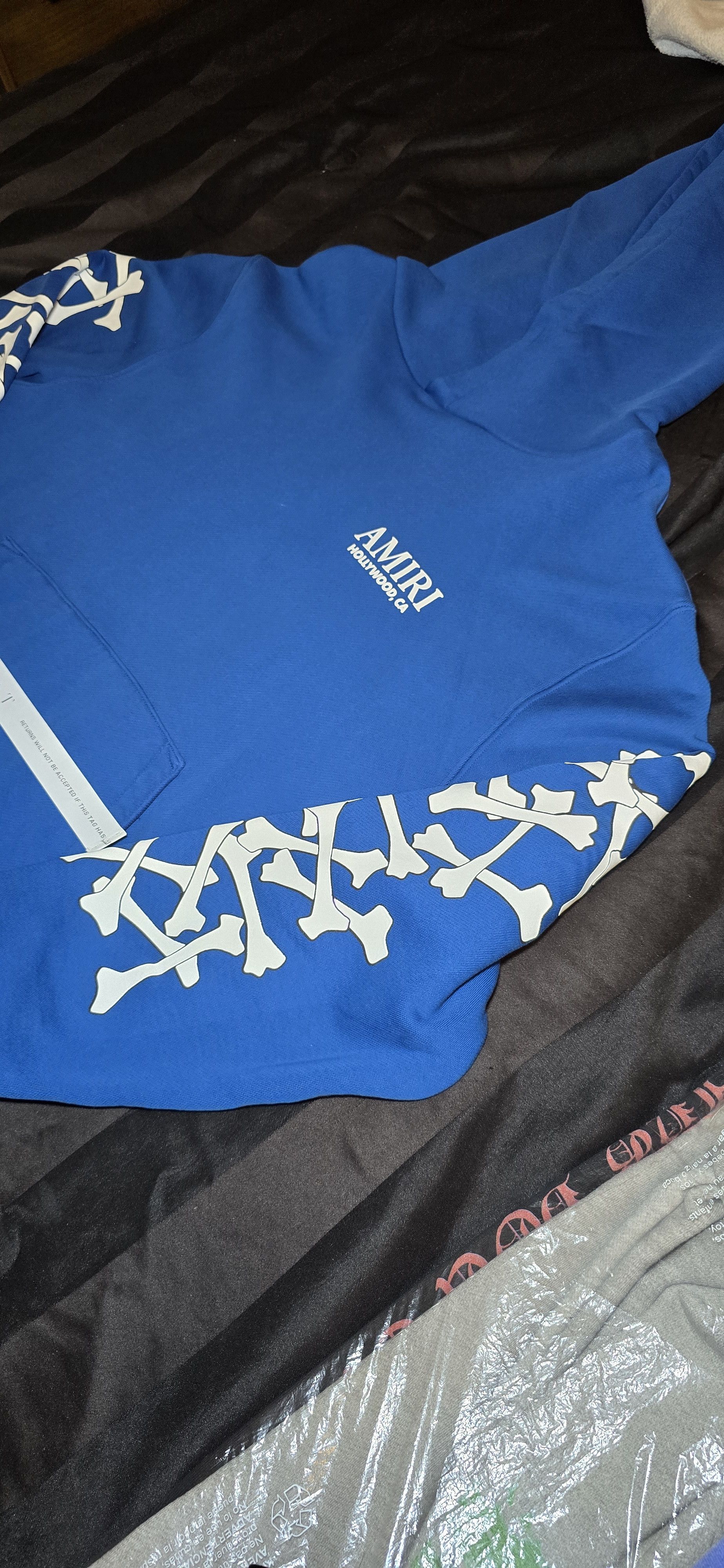 Amiri AMIRI BONES STACKED HOODIE BLUE SZ L Size US L / EU 52-54 / 3 - 3 Thumbnail