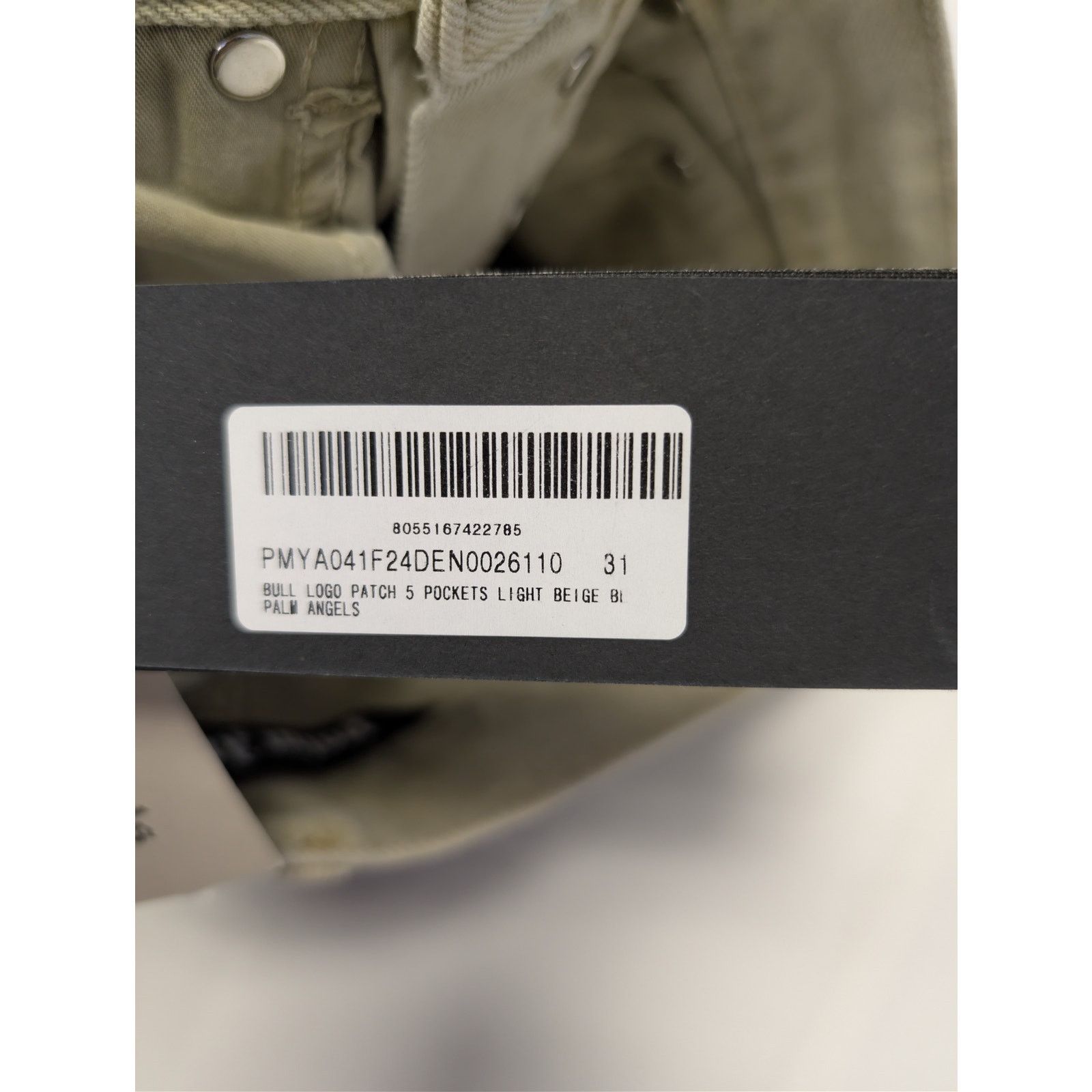 Palm Angels o1rshd1 Bull Logo Patch 5 Pockets Denim Pants in Light Beige Size US 31 - 23 Thumbnail