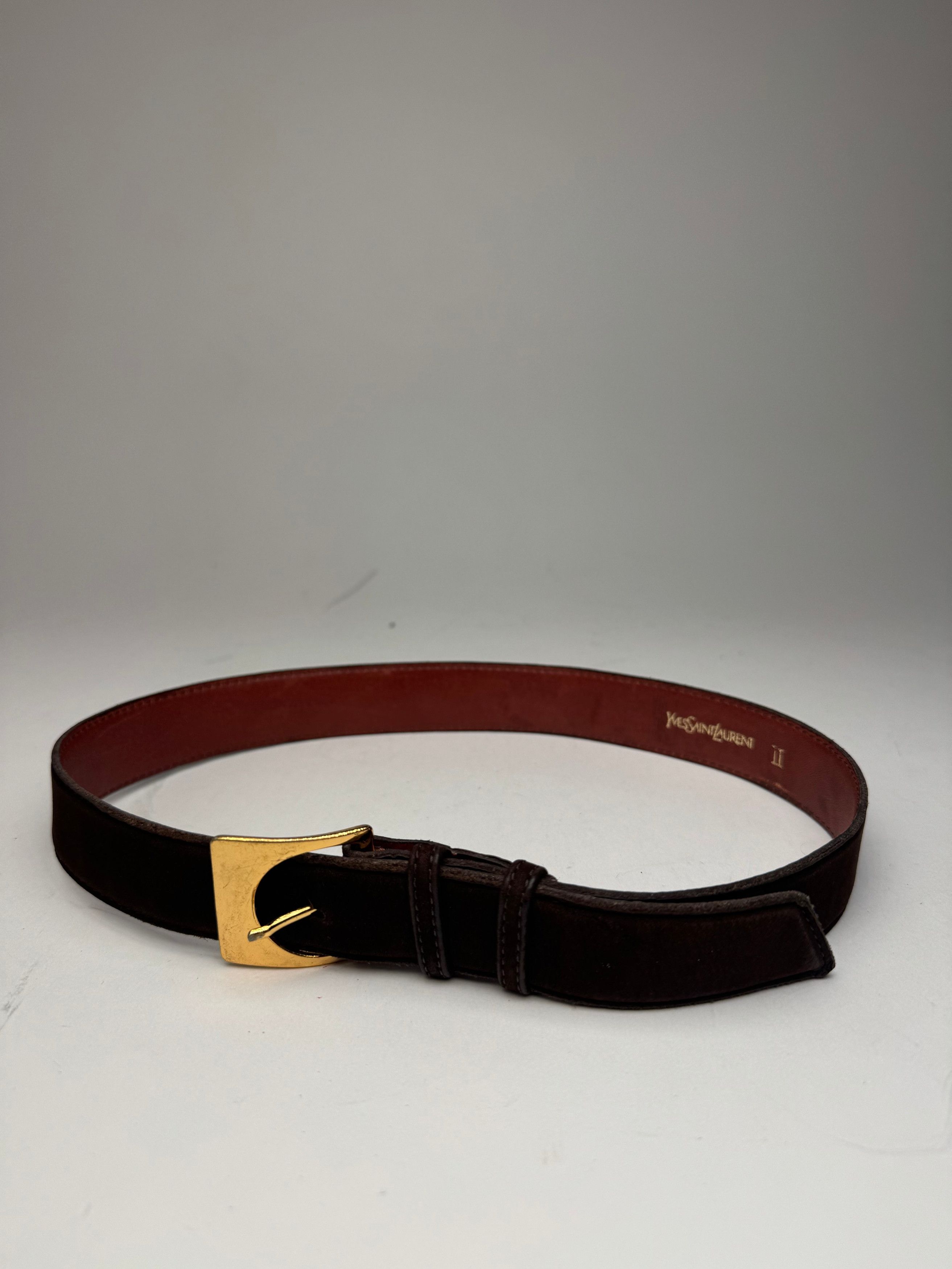 Other Vintage Yves Saint Laurent Suede Leather Belt Brown Size ONE SIZE - 1 Thumbnail