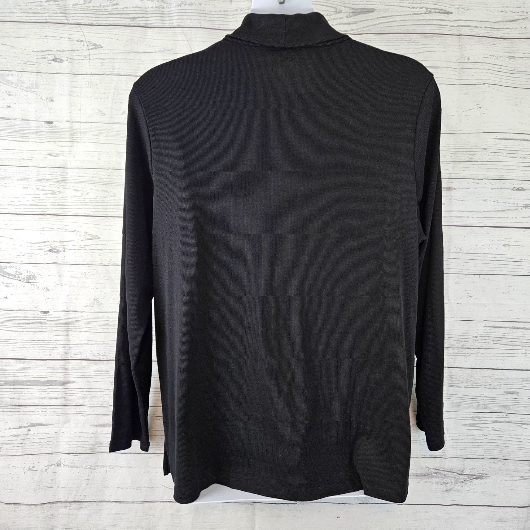 Vintage Lane Bryant Womens Ribbed Turtleneck Black Blouse Size 22 Plus Long Sleeve Cotton Blend Shirt Womens Size 3XL / US 20-22 - 3 Thumbnail