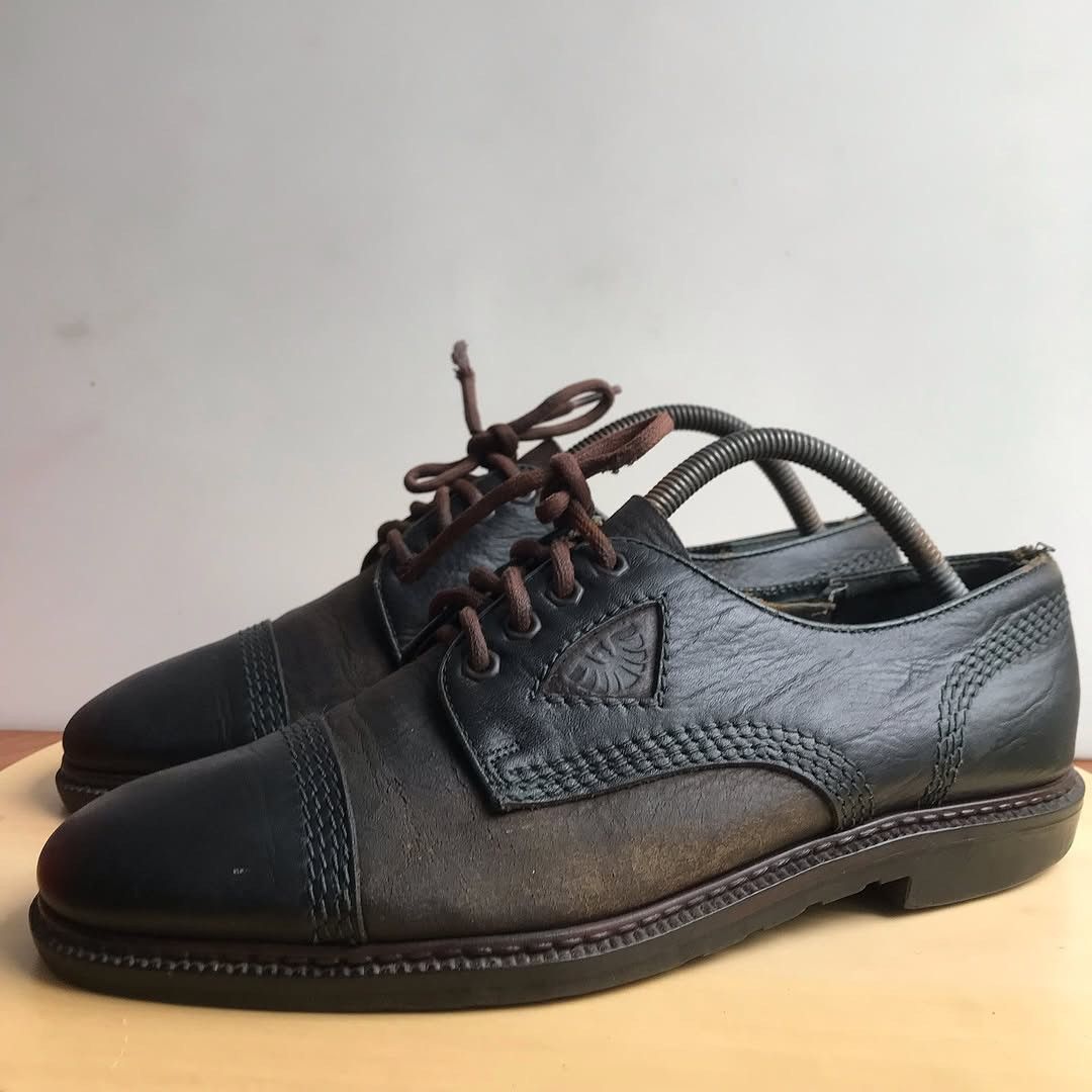 Leather × Vintage Vintage Austria oxford moctoe leather 3 hole low shoes blac Size US 8 / EU 41 - 5 Thumbnail