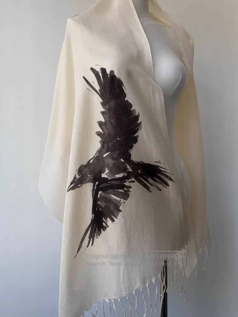 Yohji Yamamoto Yohji Yamamoto 06SS Ink Crow Shawl Scarf Size ONE SIZE - 4 Thumbnail