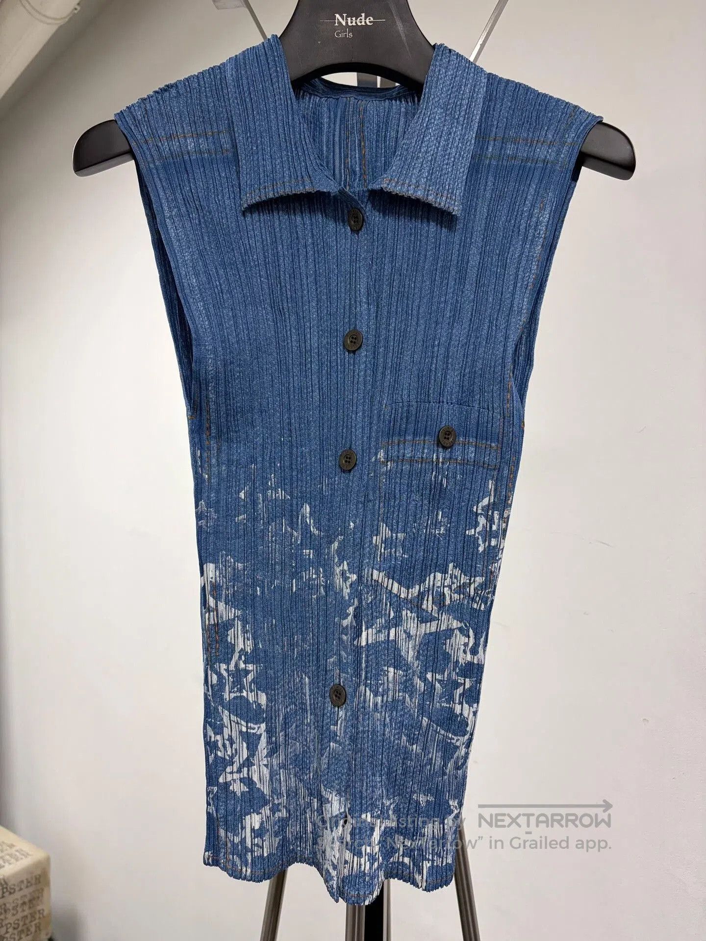 Pleats Please Issey Miyake Pleats Please ISSEY MIYAKE Denim Top. Size XL / US 12-14 / IT 48-50 - 1 Thumbnail