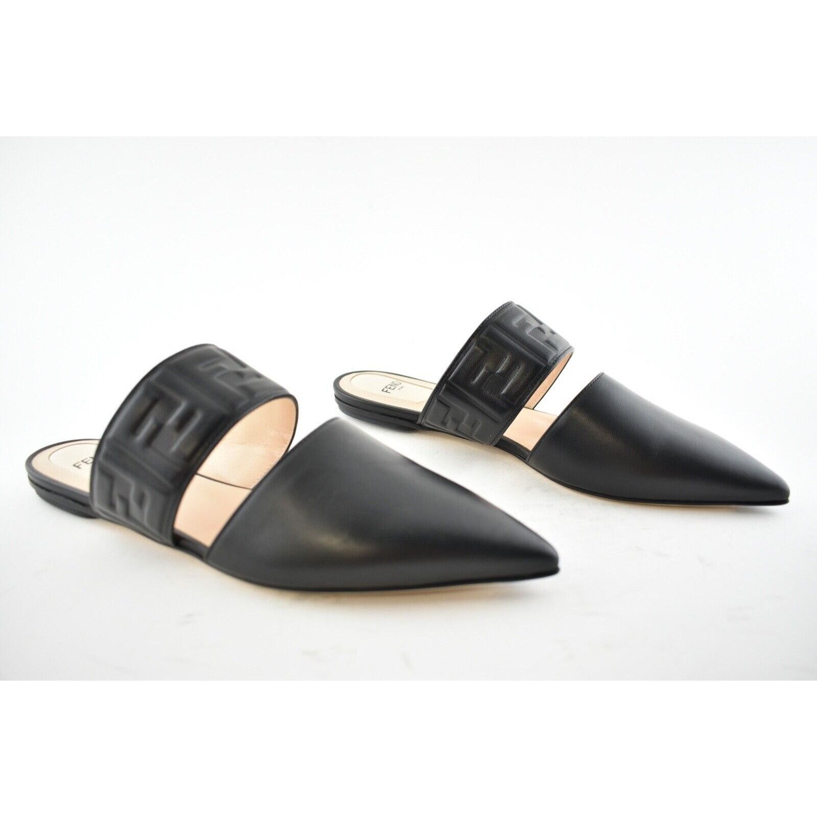 Fendi Fendi Motif FF Logo Black Leather Pointed Toe Ballerina Size US 7.5 / IT 37.5 - 4 Thumbnail