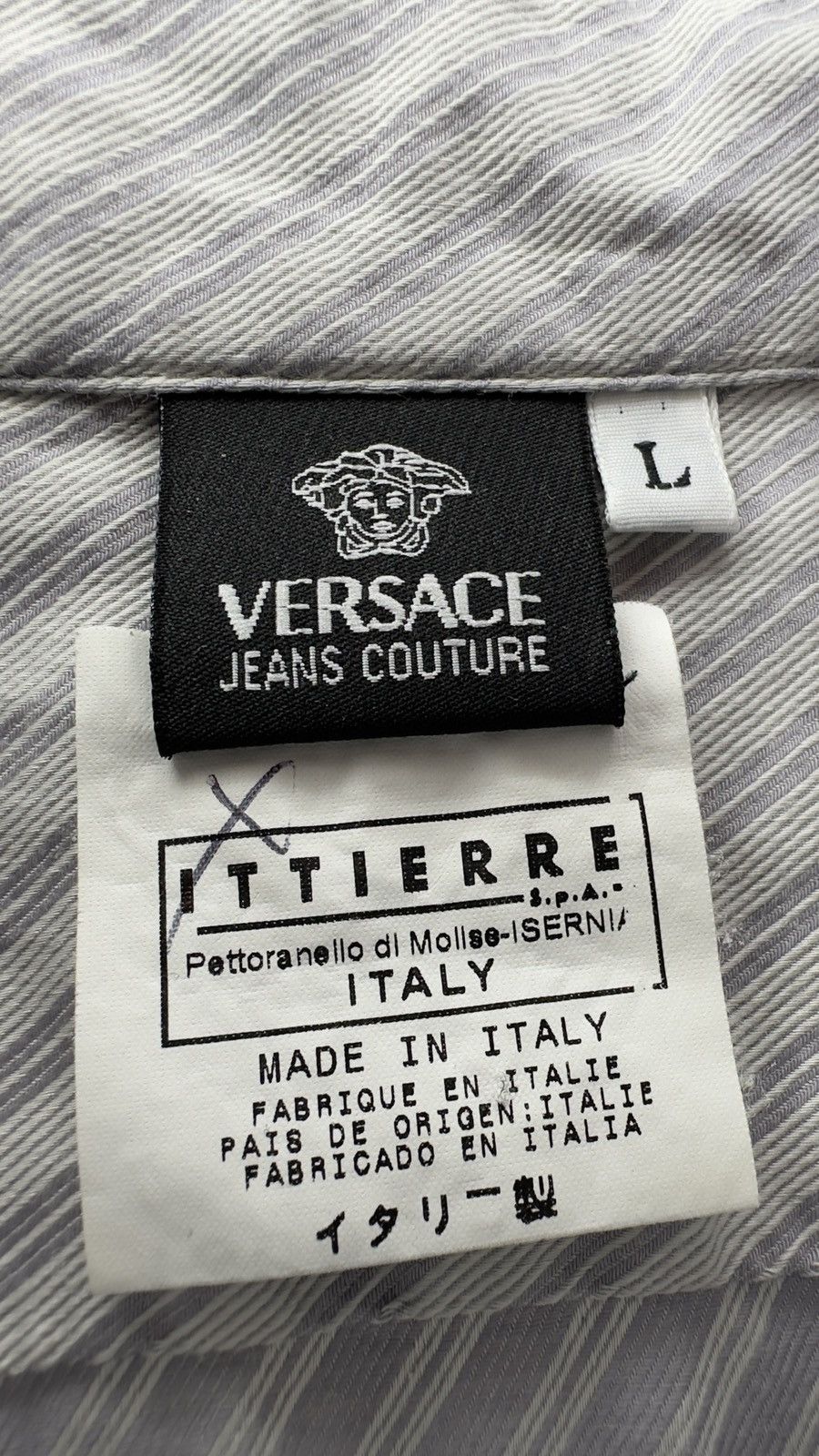 Versace Jeans Couture Versace Jeans Couture Striped Shirt – Grey L Size US L / EU 52-54 / 3 - 5 Thumbnail