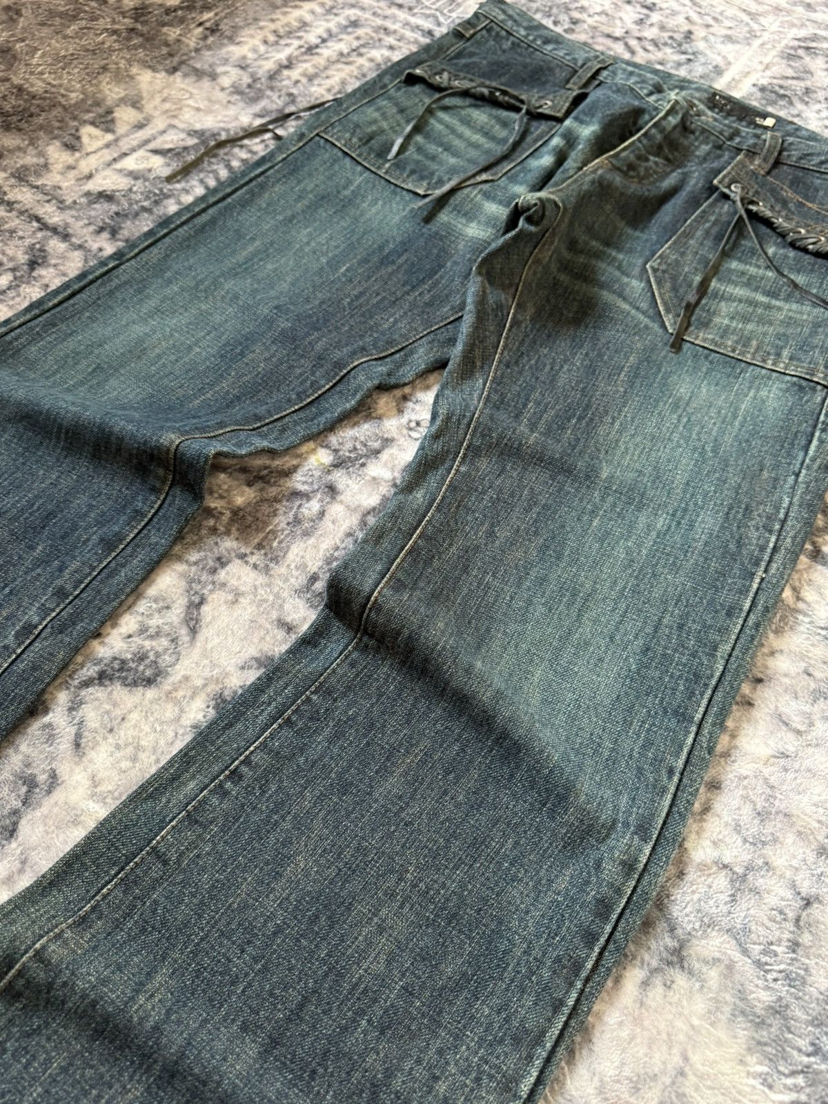 L7 Real Hip L7 Real Hip Leather Lace-up Braided Pocket Flared Jeans Size US 32 / EU 48 - 10 Thumbnail