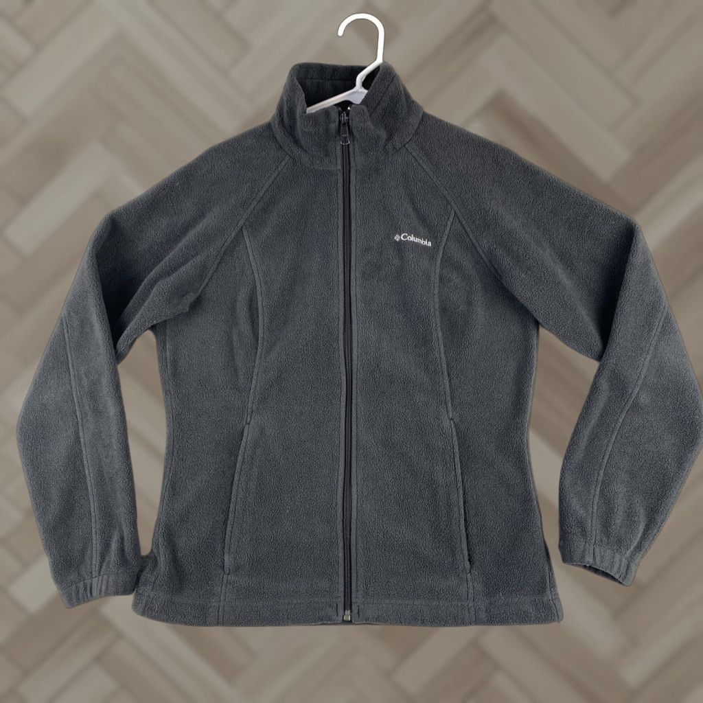 Vintage Columbia Women’s Fleece Full Zip Jacket Dark Gray - Size M / 41-42, Regular, Embroidered Logo, Zipper, Basic Jacket, Short Length, Polyester Size M / US 6-8 / IT 42-44 - 1 Thumbnail