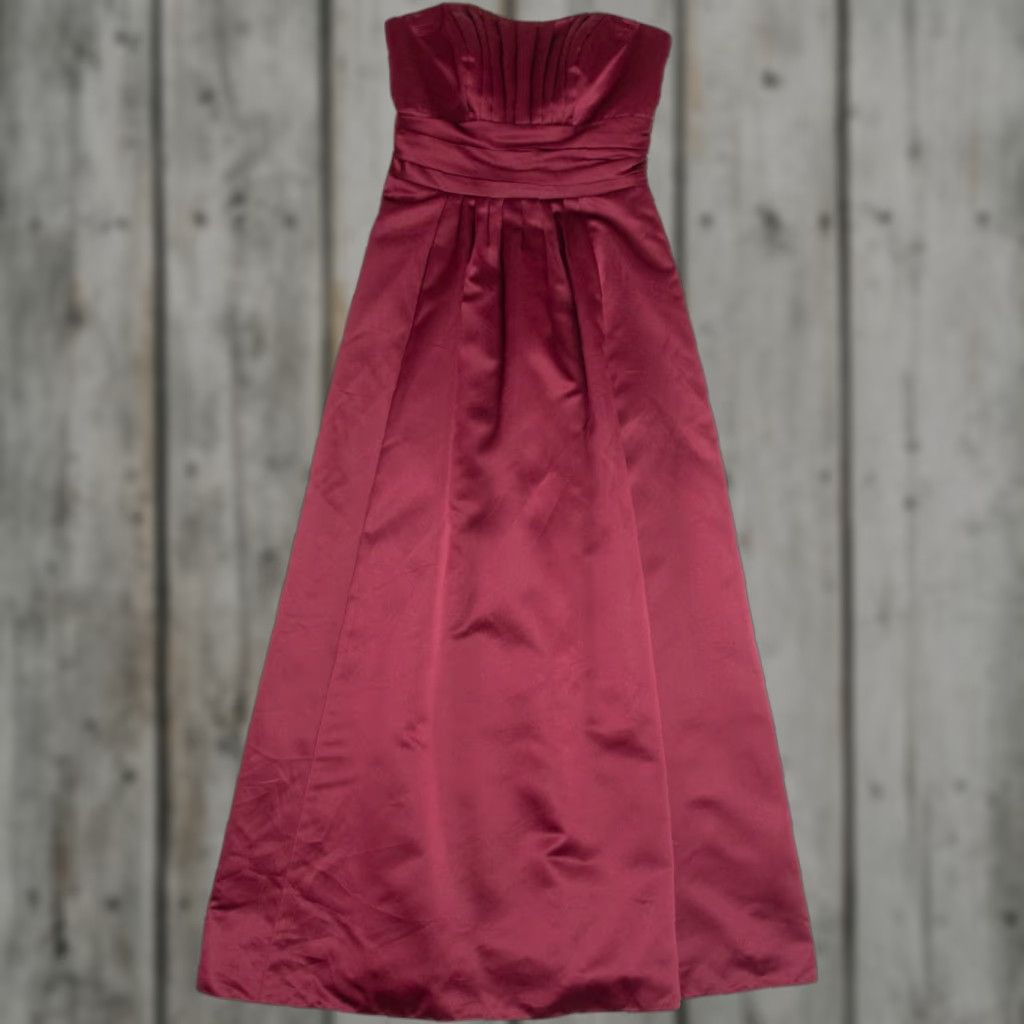 Vintage VINTAGE David's Bridal Burgundy Prom Dress Small Night Evening Gown Pleated Top Womens Size S / US 4 / IT 40 - 1 Thumbnail