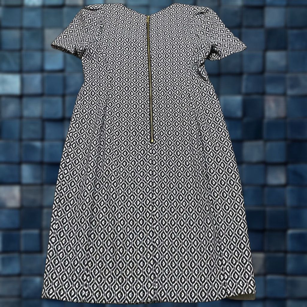 Calvin Klein Calvin Klein Dress Womens 12P Black Geometric Short Sleeve Round Neck Sheath Size 34" / US 12 / IT 48 - 1 Thumbnail