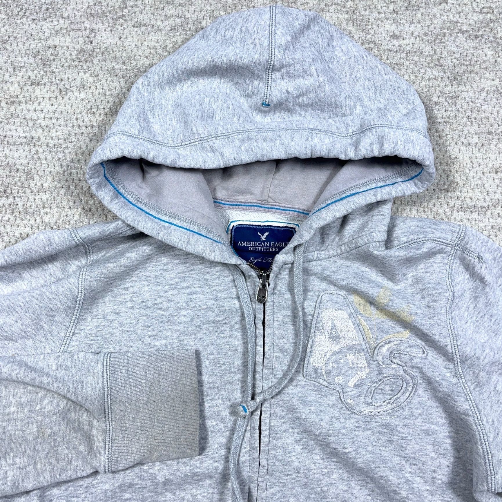 American Eagle Outfitters VINTAGE American Eagle Outfitters Hoodie Women XL Gray Full Zip Jacket Faded Stained Size XL / US 12-14 / IT 48-50 - 7 Thumbnail